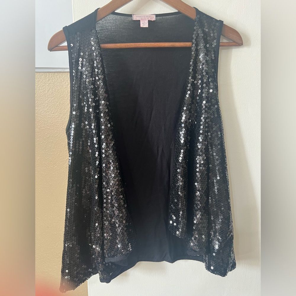 Romeo & Juliet Couture Women’s Black Vest SzS Chic Festive Classic Mobwife
